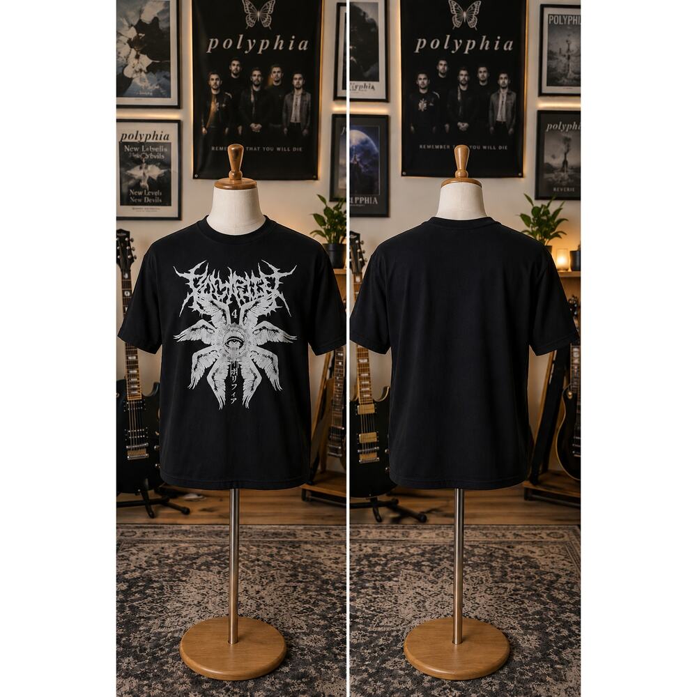 Polyphia Fallen Angel Graphic Tee Black Heavy Cotton Band Shirt Medium